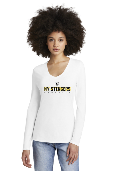 District Womens Perfect Tri Long Sleeve V-Neck Tee (NY Stingers Logo)
