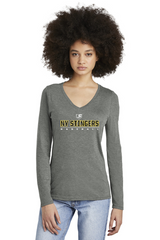 District Womens Perfect Tri Long Sleeve V-Neck Tee (NY Stingers Logo)